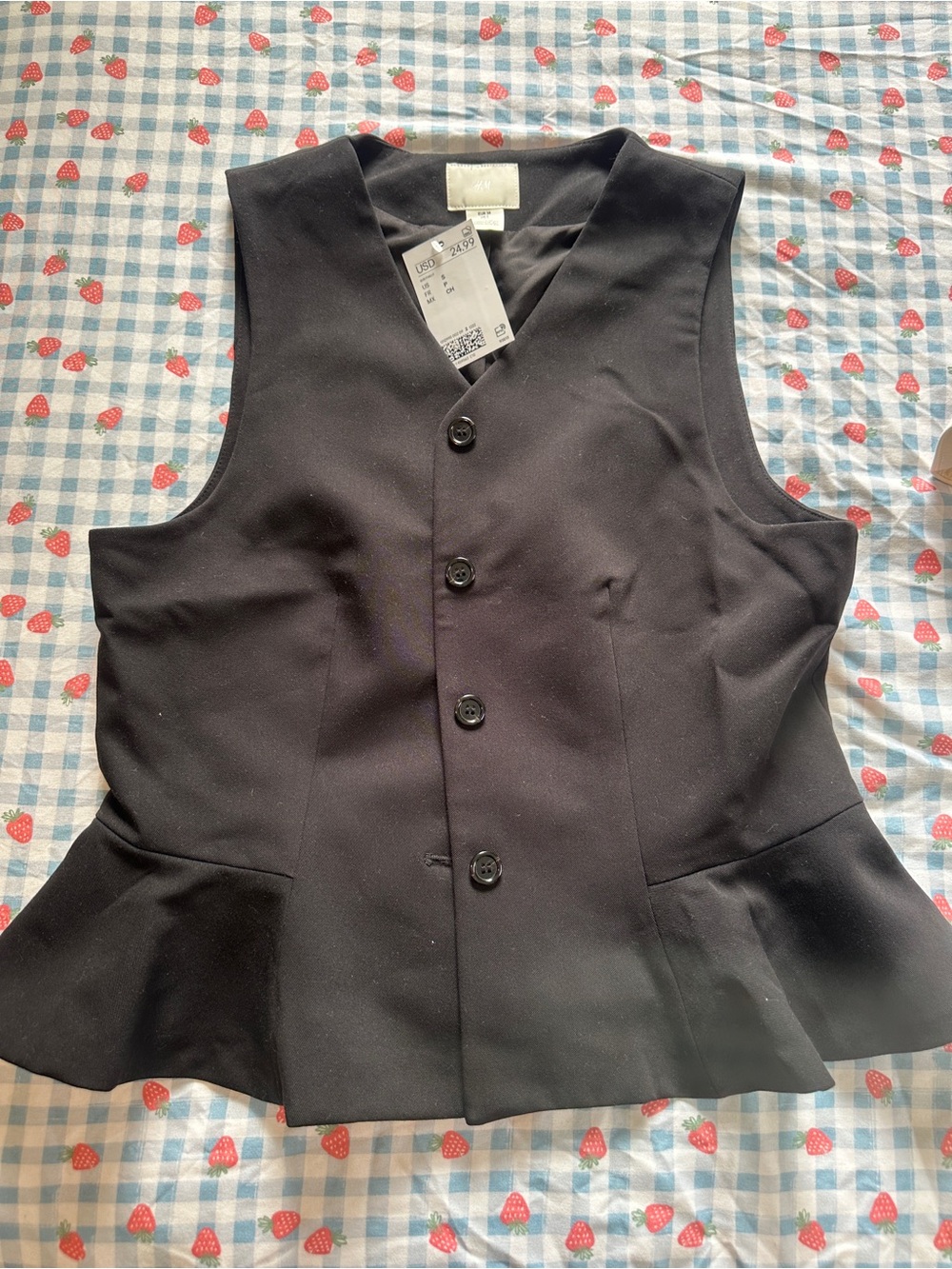 H&M Black Peplum Button-Front Vest